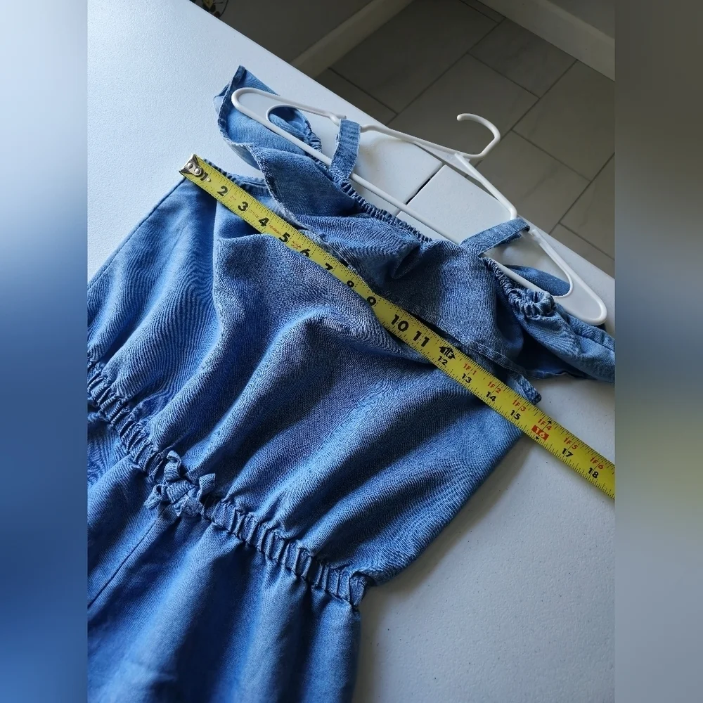NAUTICA Girls Romper DENIM RUFFLES PANTS SZ 12/14